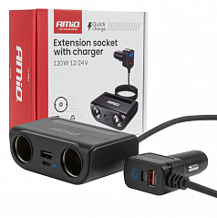 Rozdzielacz gniazda zapalniczki z ładowarką USB-C USB-A QC3.0 PD3.0 120W