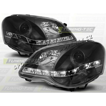 VW POLO 9N3 2005- VORDERE KLARLEUCHTEN, TAGESLICHT, LED SCHWARZ