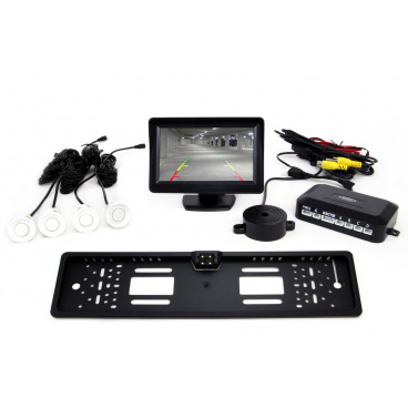 Parksystem mit TFT 11 cm Kamera + 4 weißen Sensoren Parksystem mit TFT 11 cm Kamera + 4 weißen Sensoren