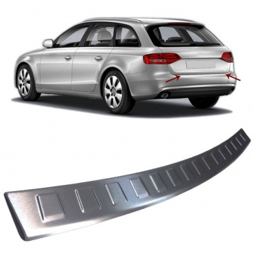 Edelstahl-Heckstoßstangenabdeckung gebürstet Audi A4 Kombi inkl. Allroad B8 2008-16 Edelstahl-Heckstoßstangenabdeckung gebürstet Audi A4 Kombi inkl. Allroad B8 2008-16