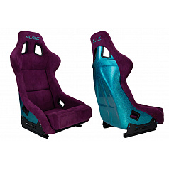 Sportstuhl SLIDE KS2 Premium Dunkellila Velours & Meeresblau Glitzer