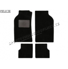 Exakte 4 Stück textile Automatten VELOUR FELICIE, FABIE, OCTAVIE grau mit dem Logo des jeweiligen Modells