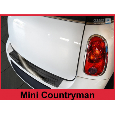 Edelstahlabdeckung – schwarzer Schwellenschutz für die hintere Stoßstange Mini Countryman 2010–14