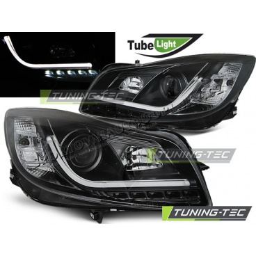 Klare Vorderlichter für den Opel Insignia 2008–12, LED-Röhrenlichter, schwarz