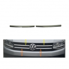 Edelstahl-Oberspiegel, schwarze Lamellen der Omtec VW T6-Frontmaske, 2 Stück
