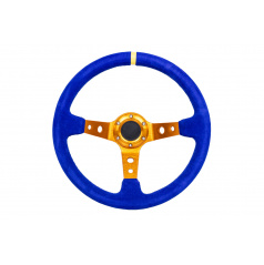 Sportlenkrad WRC Rallye blau/goldene Mitte 350 mm