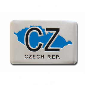 Plastický znak CZ+MAPA alu provedení s podlepením 40x62 mm