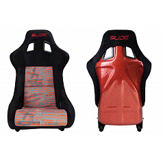 Sportstuhl SLIDE KS2 Premium Schwarz Personal Words Velours & Roter Glitzer