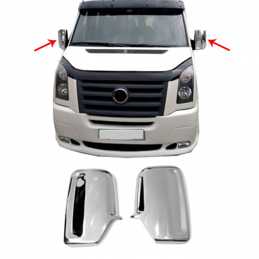 Edelstahl-Spiegelabdeckungen Omtec VW Crafter, MB Sprinter 2006-18 Edelstahl-Spiegelabdeckungen Omtec VW Crafter, MB Sprinter 2006-18