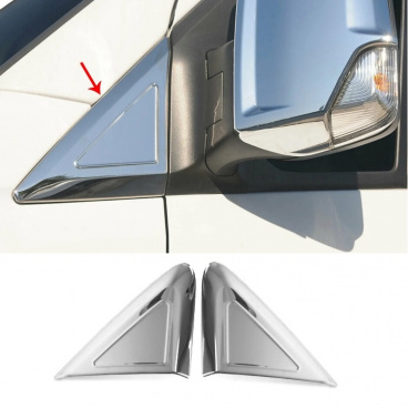 Dreieckige Spiegelabdeckungen aus Edelstahl für Mercedes Sprinter W907 2018-2023 Dreieckige Spiegelabdeckungen aus Edelstahl für Mercedes Sprinter W907 2018-2023