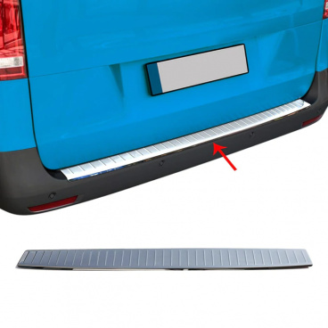 Heckstoßstangenabdeckung aus gebürstetem Edelstahl Omtec Mercedes Benz Vito W447 2014+ Heckstoßstangenabdeckung aus gebürstetem Edelstahl Omtec Mercedes Benz Vito W447 2014+