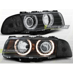 BMW E38 1994-98 FRONT CLEAR LIGHTS H7/H7 ANGEL EYES BLACK
