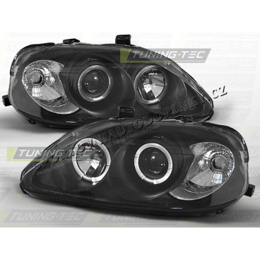 HONDA CIVIC 1999–01 ANGEL EYES SCHWARZE FRONTKLARE LICHTER HONDA CIVIC 1999–01 ANGEL EYES SCHWARZE FRONTKLARE LICHTER