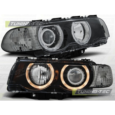 BMW E38 1998-01 FRONT CLEAR LIGHTS H7/H7 ANGEL EYES BLACK