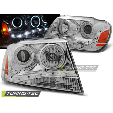 CHRYSLER JEEP GRAND CHEROKEE 1999-05.2005 klare Frontleuchten Daylight LED Chrom