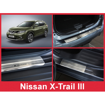 Edelstahl-Abdeckungsset-Heckstoßstangenschutz+Türschwellenschutzleisten Nissan X-Trail III 2014-17