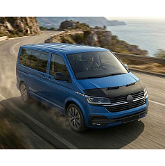 Abdeckung des vorderen Teils der schwarzen Motorhaube des VW Transporter T6