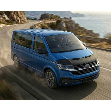 Abdeckung des vorderen Teils der schwarzen Motorhaube des VW Transporter T6