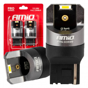 LED CANBUS PRO Serie 7440 W21W 2x1860SMD Weiß 12/24V FULL CANBUS AMIO-03599