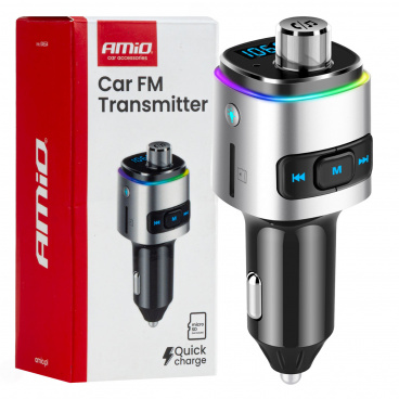 FM-Autotransmitter 2×USB-A microSD 12V 24V AMIO-04654 FM-Autotransmitter 2×USB-A microSD 12V 24V AMIO-04654
