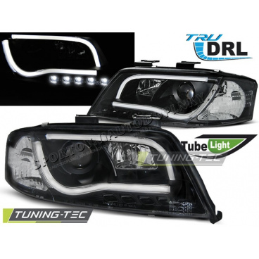 Audi A6 05.1997-05.2001 klare Vorderlichter, LED-Röhrenlichter, TRU DRL, schwarz