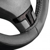 Lenkradbezug Leder schwarz/schwarze Naht für Durchmesser 37-39 cm