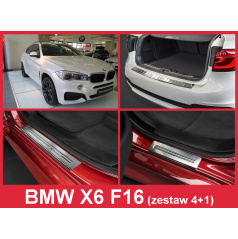 Edelstahl-Abdeckungsset-Heckstoßstangenschutz+Türschwellenschutzleisten BMW X6 F16 2014-16