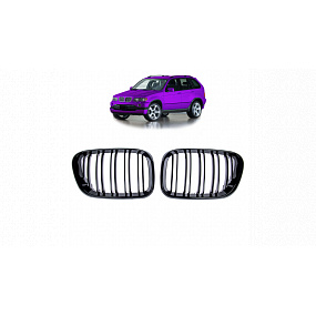 BMW X5 E53 Doppelrippen-Grill Glänzend Schwarz BMW X5 E53 Doppelrippen-Grill Glänzend Schwarz