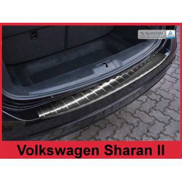 Edelstahlabdeckung - schwarzer Schwellenschutz für die Heckstoßstange des Volkswagen Sharan II 2010+