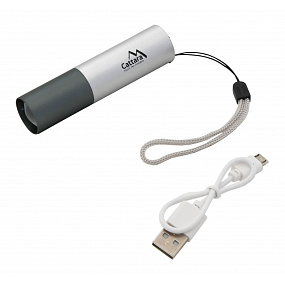 Taschenlampe LED 120lm ZOOM wiederaufladbar SILBER Taschenlampe LED 120lm ZOOM wiederaufladbar SILBER
