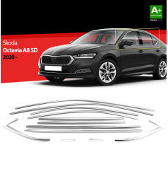 Edelstahl-Fensterverkleidung Skoda Octavia Iv Limousine 2020+ 12-tlg