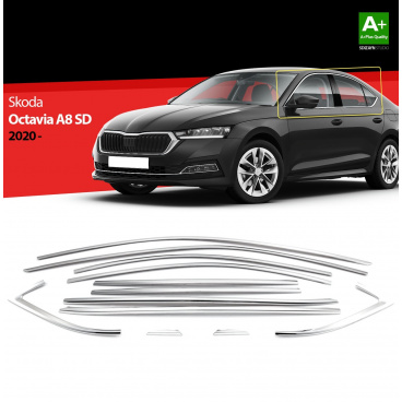 Edelstahl-Fensterverkleidung Skoda Octavia Iv Limousine 2020+ 12-tlg