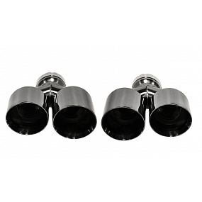 Endstück Schalldämpfer 101mmx2 Eingang 67mm Schwarz Chrom Set