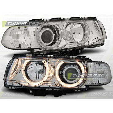 BMW E38 1998-01 KLARES VORDERE LICHTER H7/H7 ANGEL EYES CHROM