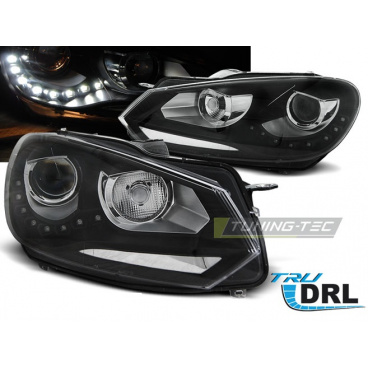 VW Golf 6 10.08–12 klare Frontleuchten, Tageslichtschwarz, TRU DRL VW Golf 6 10.08–12 klare Frontleuchten, Tageslichtschwarz, TRU DRL
