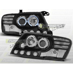 MITSUBISHI PAJERO V60 2001-06 FRONT CLEAR LIGHTS ANGEL EYES BLACK