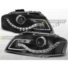 AUDI A3 (8P) 2003–08 FRONT CLEAR LIGHTS DAYLIGHT LED BLACK