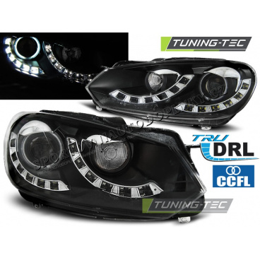 VW Golf 6 10.2008 – klare Frontleuchten, einzelnes Tagfahrlicht in Tageslichtschwarz