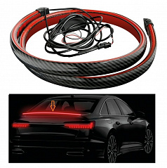Carbon-Spoiler zum Aufkleben mit integriertem rotem LED-Licht, 12 V, 120 cm