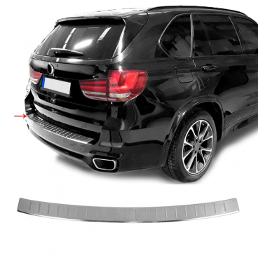 Edelstahl-Heckstoßstangen-Kantenabdeckung Omtec BMW X5 2013+ F15, G05 geschliffen