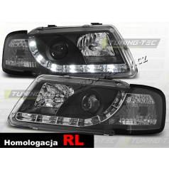 AUDI A3 (8L) 1996–00 KLARES FRONTLICHT, TAGESLICHT, LED SCHWARZ – RL-HOMOLOGATION