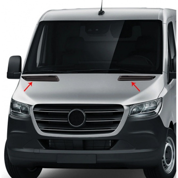 Edelstahlabdeckungen für Motorhaubeneinlässe Mercedes Sprinter W907 2018+ Edelstahlabdeckungen für Motorhaubeneinlässe Mercedes Sprinter W907 2018+