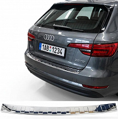 Polierte Edelstahl-Abdeckung der oberen Kante des hinteren Stoßfängers Audi A4 Kombi 8W 2015–24