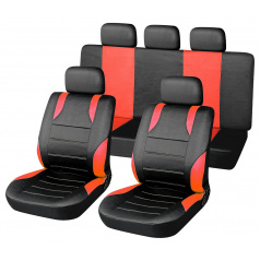 Sitzbezüge Sport rot Airbag-Set (2x Vordersitz und Rücksitze, 5x Kopfstütze)