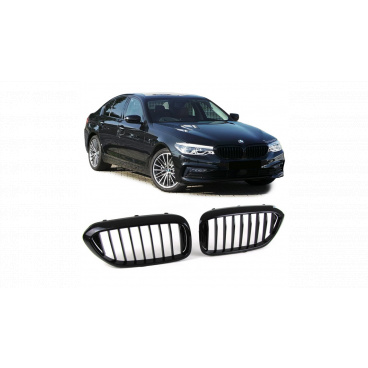 Grill BMW 5 G30 F90 G31 Einzelne Rippe Glänzend Schwarz Grill BMW 5 G30 F90 G31 Einzelne Rippe Glänzend Schwarz