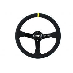 Sportlenkrad WRC schwarzes Leder GELBER STREIFEN 350 mm