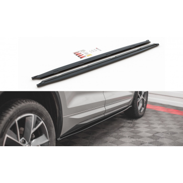 Diffusoren unter den Seitenschwellern für Škoda Kodiaq Sportline, Maxton Design (glänzend schwarzer ABS-Kunststoff)