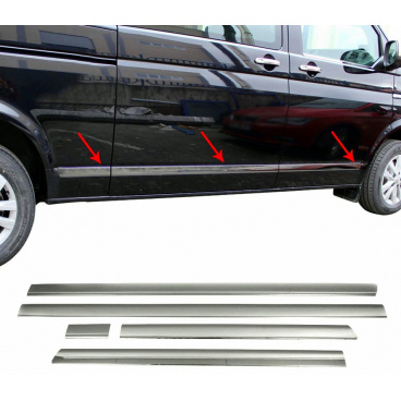 Edelstahl-Seitentürleisten Omtec 5 Stück VW T5, T6 (kurze Version) Edelstahl-Seitentürleisten Omtec 5 Stück VW T5, T6 (kurze Version)