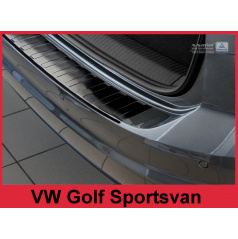 Edelstahlabdeckung – schwarzer Schwellenschutz für die Heckstoßstange des Volkswagen Golf Sportsvan 2014+