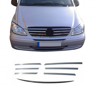 Edelstahl-Frontgrillstreifen Mercedes Vito W639 2003-2014, Viano 2003-10 Edelstahl-Frontgrillstreifen Mercedes Vito W639 2003-2014, Viano 2003-10